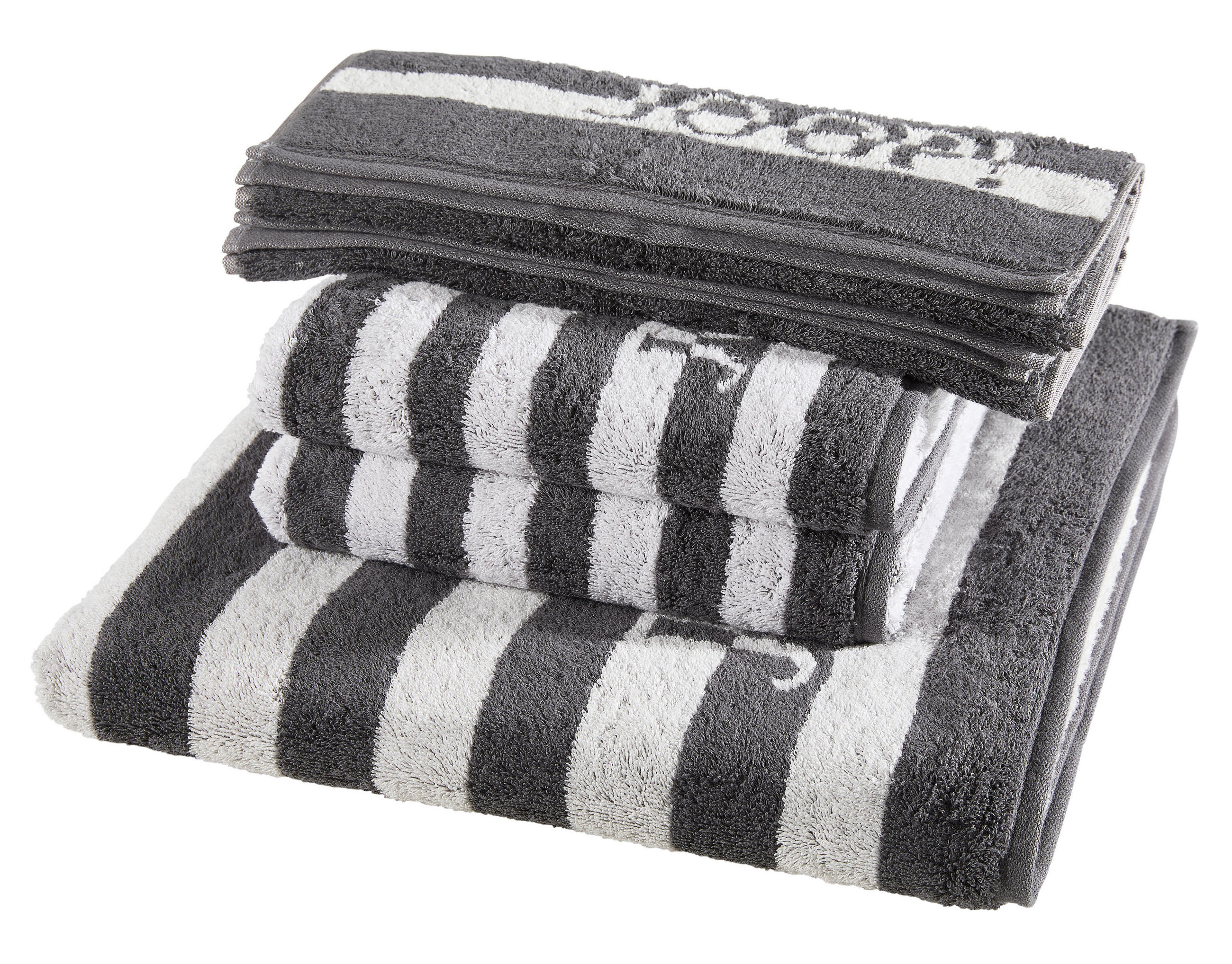 FROTTIERSET Split Stripes Grau, Dunkelgrau 5-teilig  - Dunkelgrau/Grau, Basics, Textil - Joop!