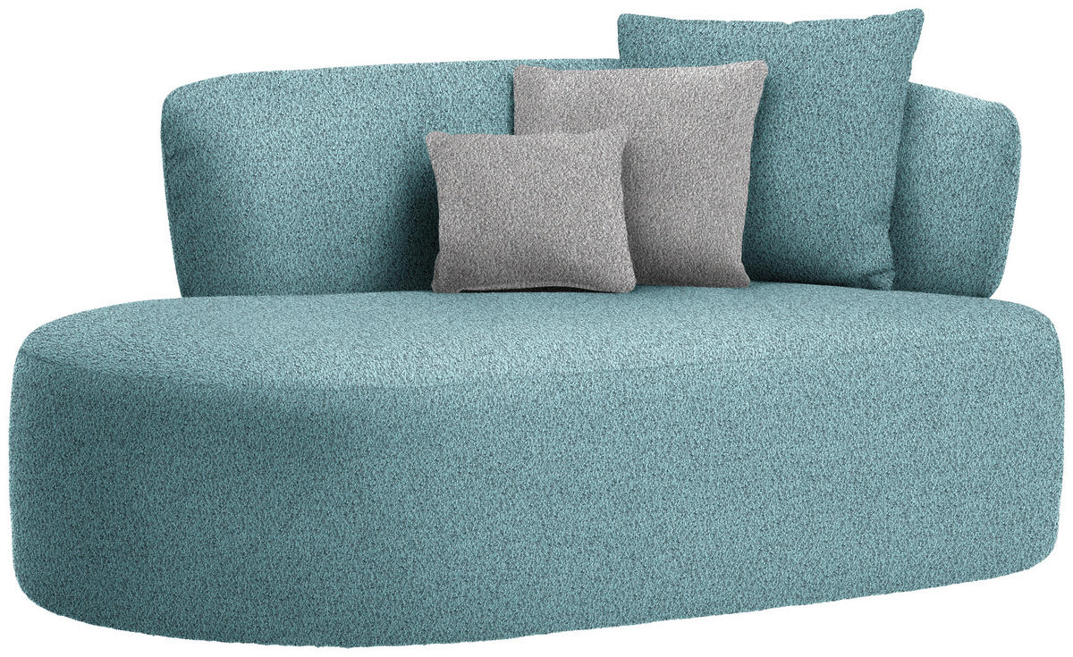 RÉCAMIERE  in Bouclé Schwarz, Türkis, Taupe  - Türkis/Taupe, MODERN, Kunststoff/Textil (166/86/105cm) - Hom`in