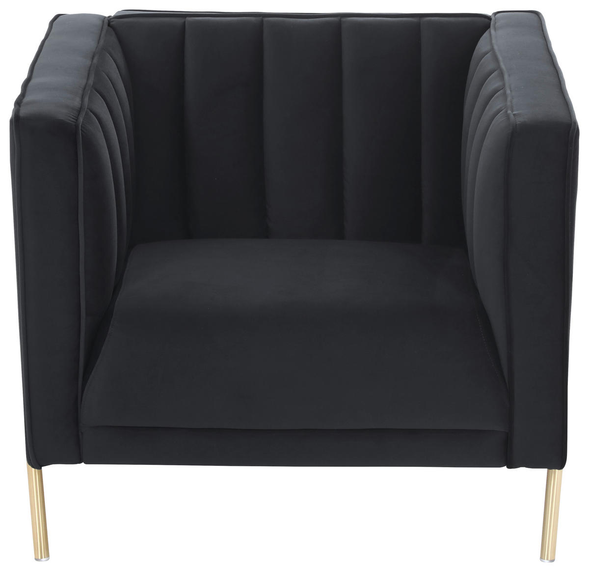 SESSEL in Samt Schwarz  - Goldfarben/Schwarz, Design, Textil/Metall (101/75/85cm) - Livetastic