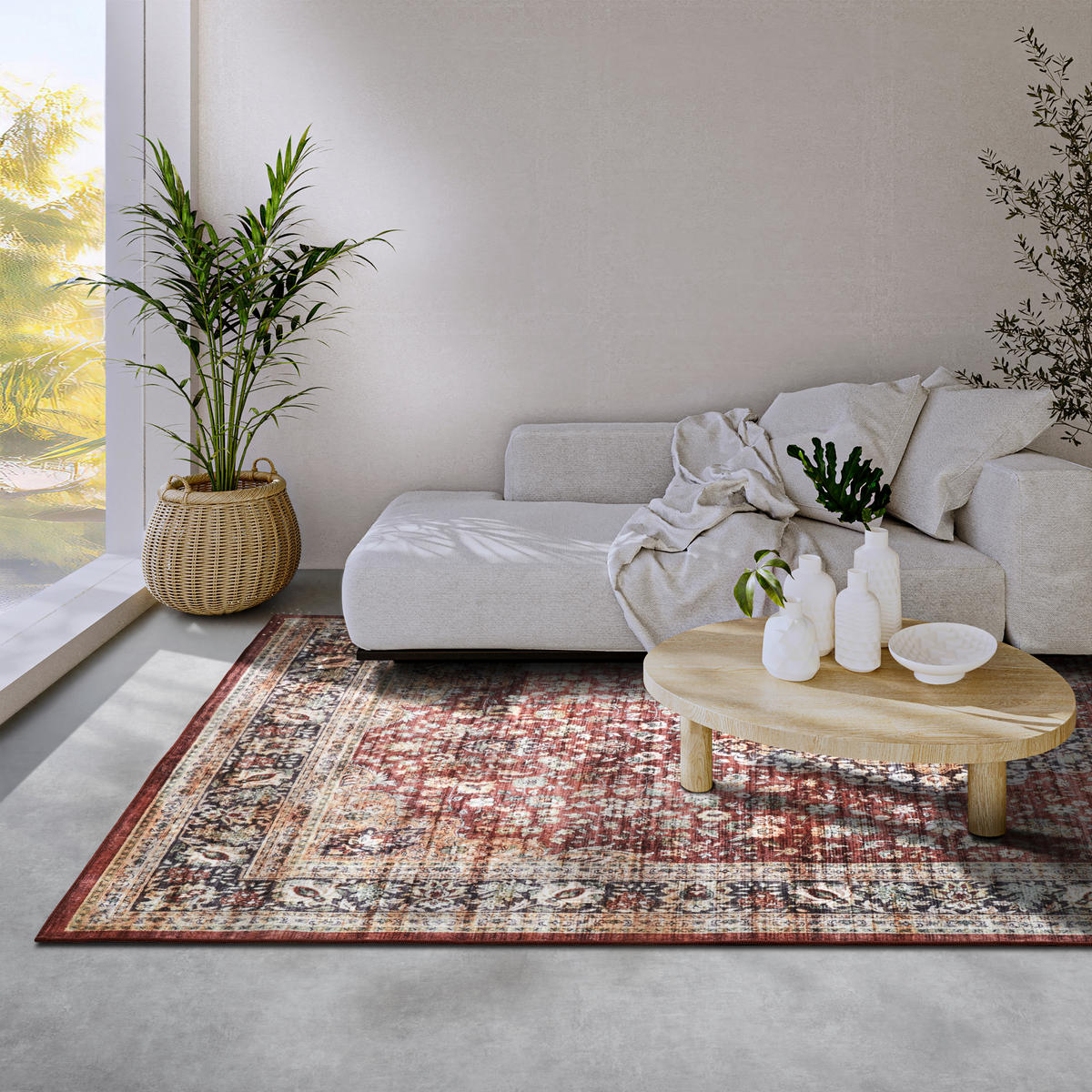 VINTAGE-TEPPICH 120/160/160 cm Asya Dunkelblau, Dunkelrot  - Dunkelblau/Dunkelrot, Design, Kunststoff/Textil (120/160/160cm) - Novel