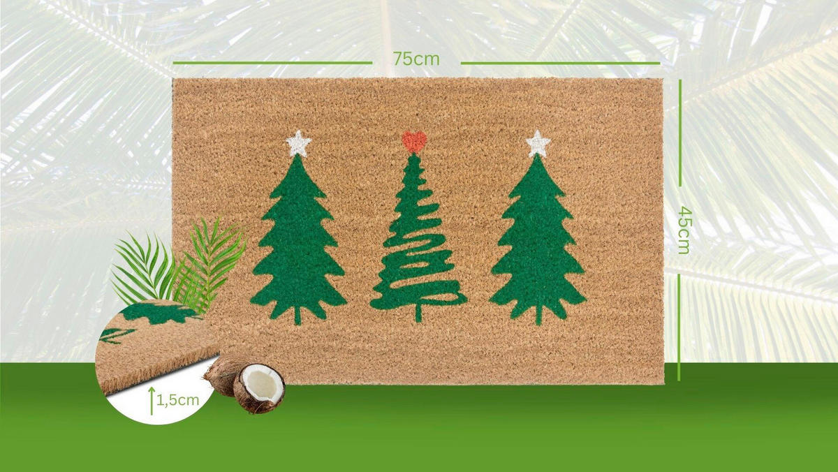 KOKOSMATTE  45/75 cm  Dunkelgrün, Hellbraun  - Hellbraun/Dunkelgrün, KONVENTIONELL, Naturmaterialien/Kunststoff (45/75cm)