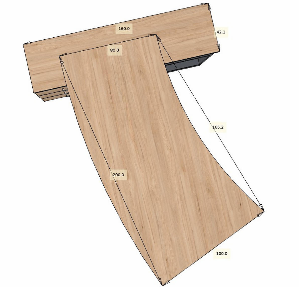 ECKSCHREIBTISCH  in Hickory, Anthrazit  - Anthrazit/Alufarben, Design, Holzwerkstoff/Metall (160/200cm) - Moderano