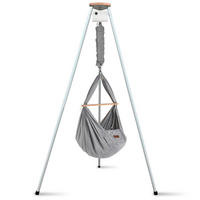 FEDERWIEGE Set inkl. Tipi-Gestell und Motor  Weiß, Grau  - Weiß/Grau, Basics, Kunststoff/Textil (135/194/135cm) - SCHMUSEWOLKE