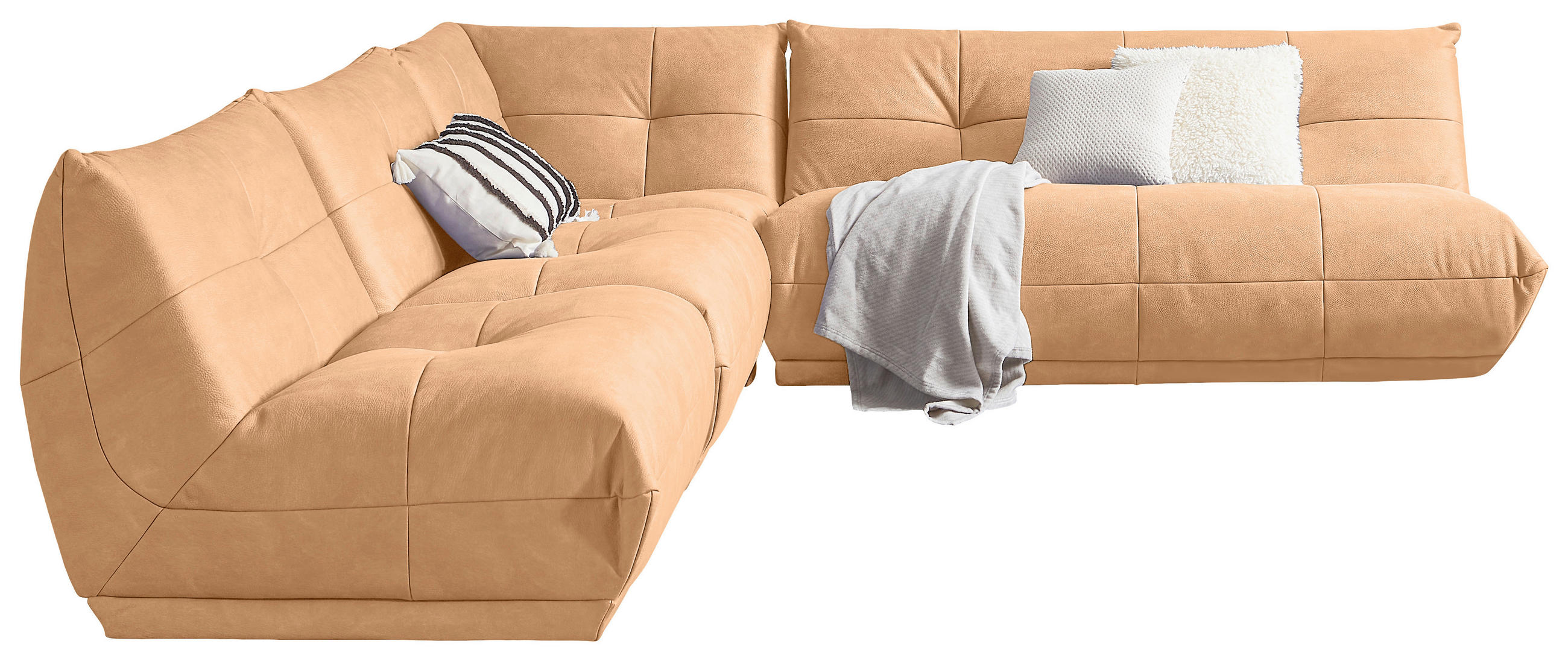 ECKSOFA Hellbraun Lederlook  - Hellbraun, Trend, Textil (315/285cm) - Livetastic