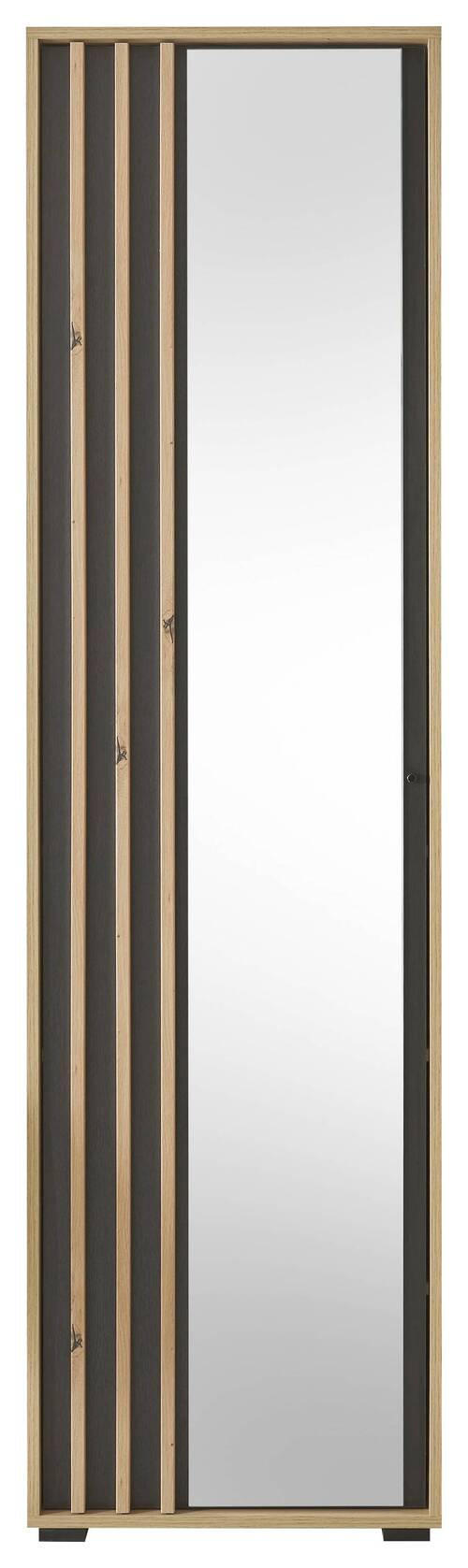 GARDEROBENSCHRANK Volano in 57/195/38 cm - Schwarz/Eiche Artisan, Design, Glas/Holzwerkstoff (57/195/38cm)