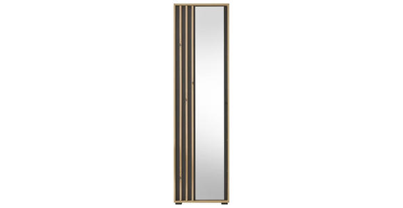 GARDEROBENSCHRANK 57/195/38 cm - Schwarz/Eiche Artisan, Design, Glas/Holzwerkstoff (57/195/38cm) - Carryhome