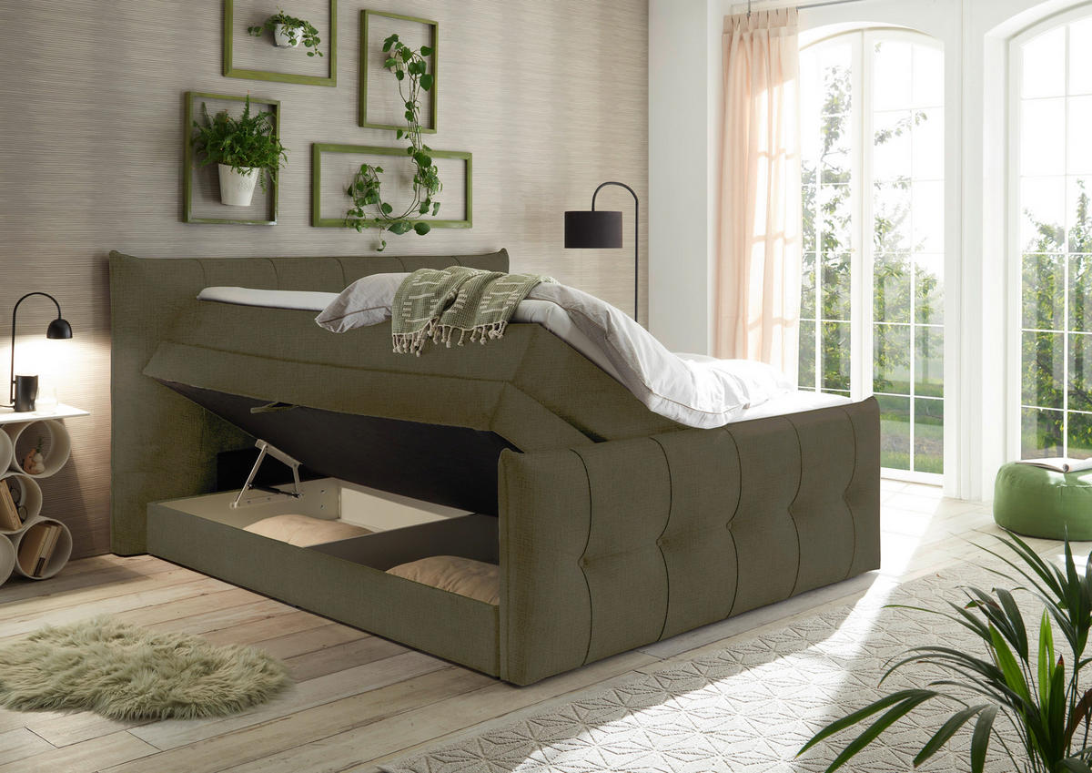 BOXSPRINGBETT 180/200 cm  in Schlammfarben  - Schlammfarben/Schwarz, Basics, Holzwerkstoff/Kunststoff (180/200cm) - Esposa