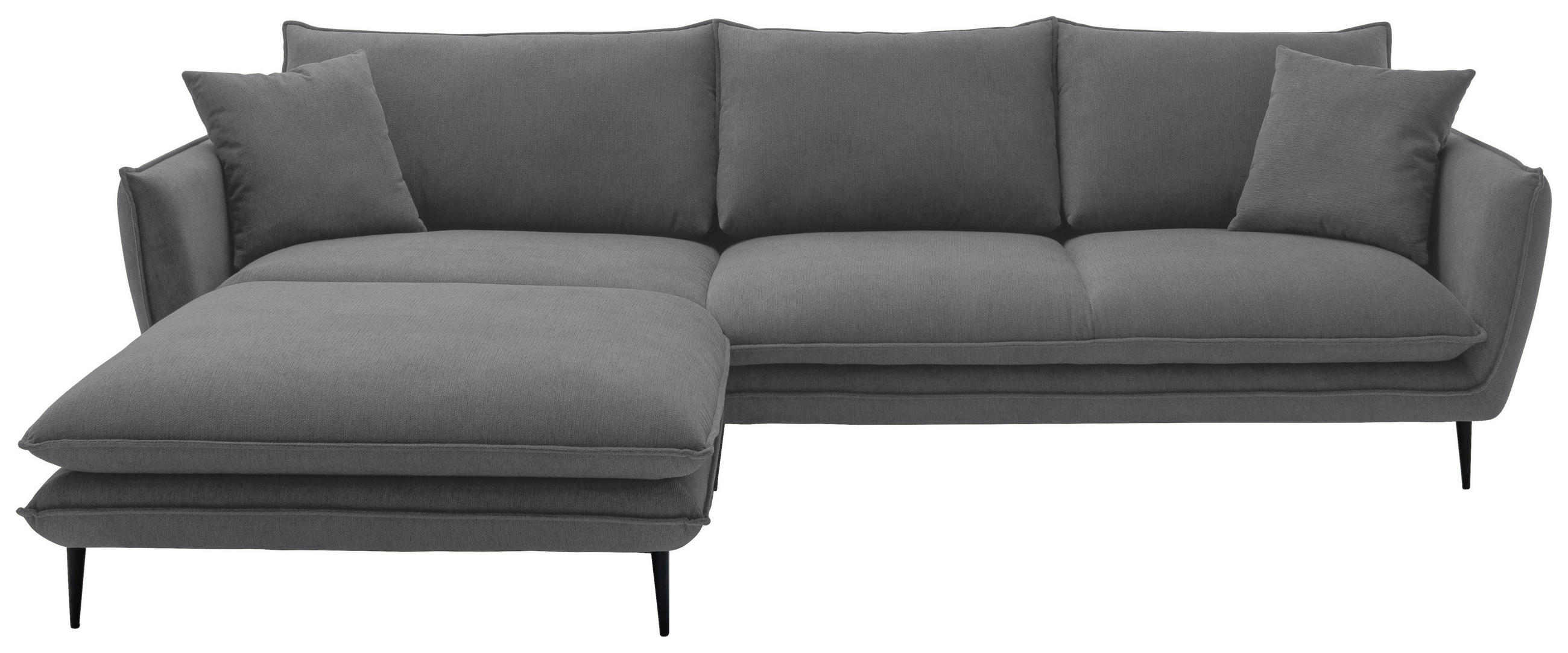 ECKSOFA Dunkelgrau Webstoff  - Dunkelgrau/Schwarz, KONVENTIONELL, Textil/Metall (196/304cm) - Hom`in