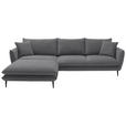 ECKSOFA  in Webstoff Dunkelgrau  196/304 cm  - Dunkelgrau/Schwarz, KONVENTIONELL, Textil/Metall (196/304cm) - Hom`in