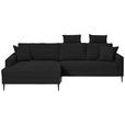 ECKSOFA in Cord Schwarz  173/276 cm  - Schwarz, KONVENTIONELL, Textil/Metall (173/276cm) - Carryhome