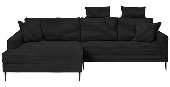 ECKSOFA in Cord Schwarz  173/276 cm  - Schwarz, KONVENTIONELL, Textil/Metall (173/276cm) - Carryhome