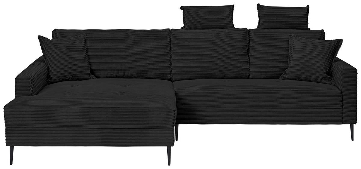 ECKSOFA in Cord Schwarz  173/276 cm  - Schwarz, KONVENTIONELL, Textil/Metall (173/276cm) - Carryhome