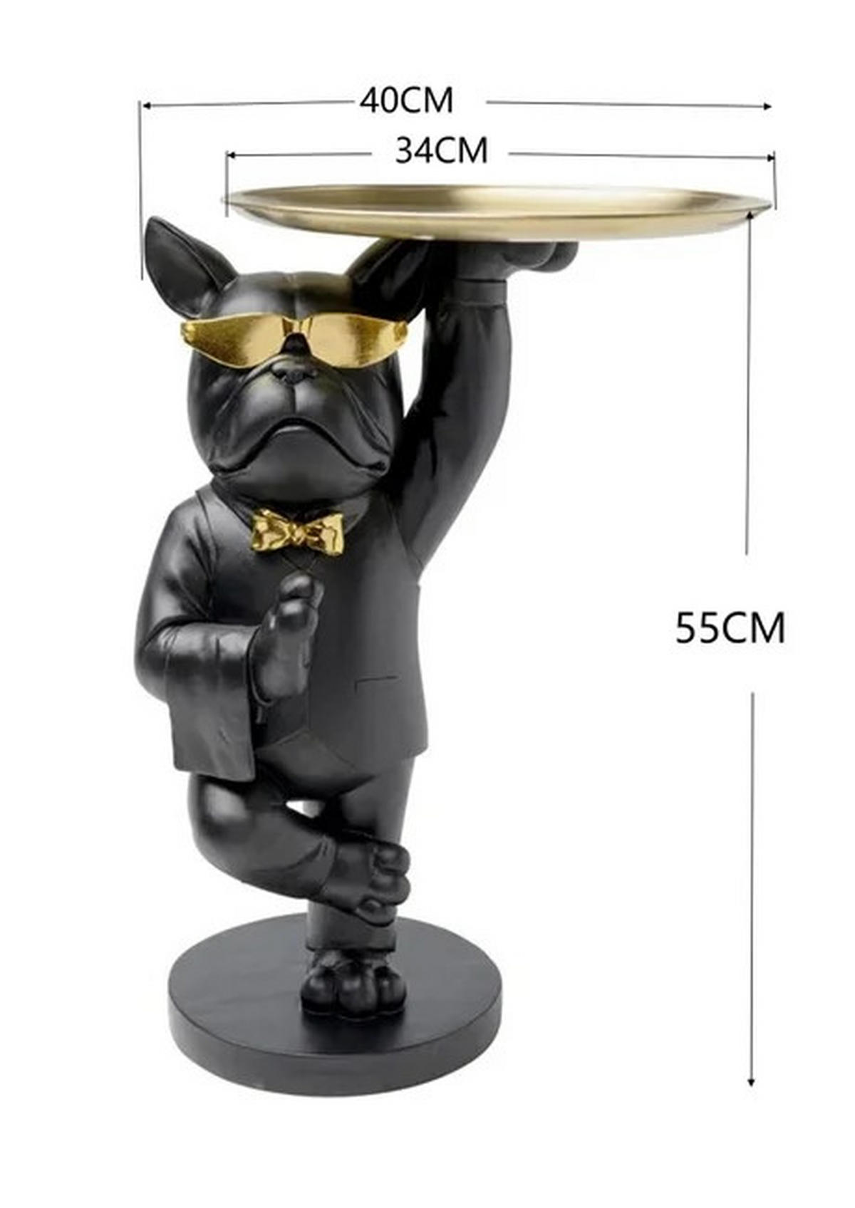 BEISTELLTISCH 39/34/56 cm Schwarz, Goldfarben rund  - Goldfarben/Schwarz, Design, Kunststoff/Metall (39/34/56cm) - Kare-Design