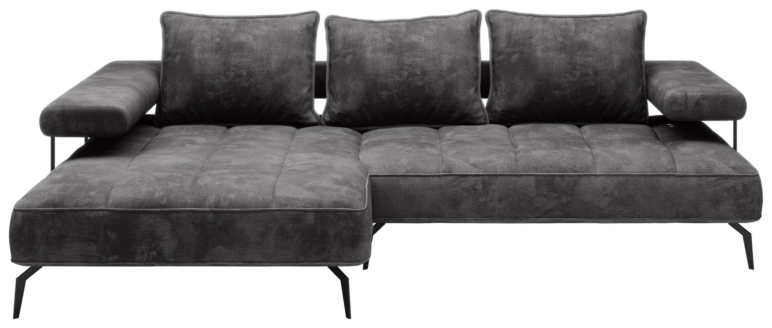 Colțar, textil, gri închis, 180/266 cm