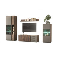 WOHNWAND 4-teilig  in Anthrazit, Eichefarben  327/200/45 cm  - Eichefarben/Anthrazit, Design, Glas/Holzwerkstoff (327/200/45cm) - MID.YOU