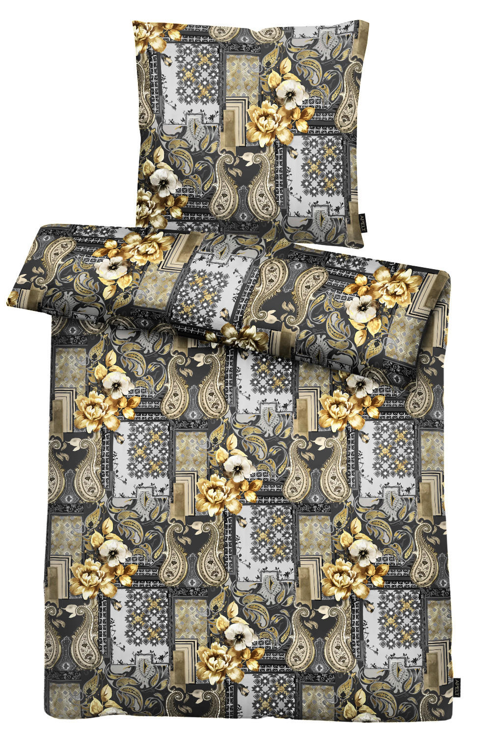 BETTWÄSCHE ISABELLA Satin 155/220 cm  - Beige/Grau, Design, Textil (155/220cm) - Apelt