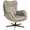 SESSEL in Chenille, Struktur Echtleder Beige  - Beige/Schwarz, Design, Leder/Textil (80/97/89cm) - Schöner Wohnen