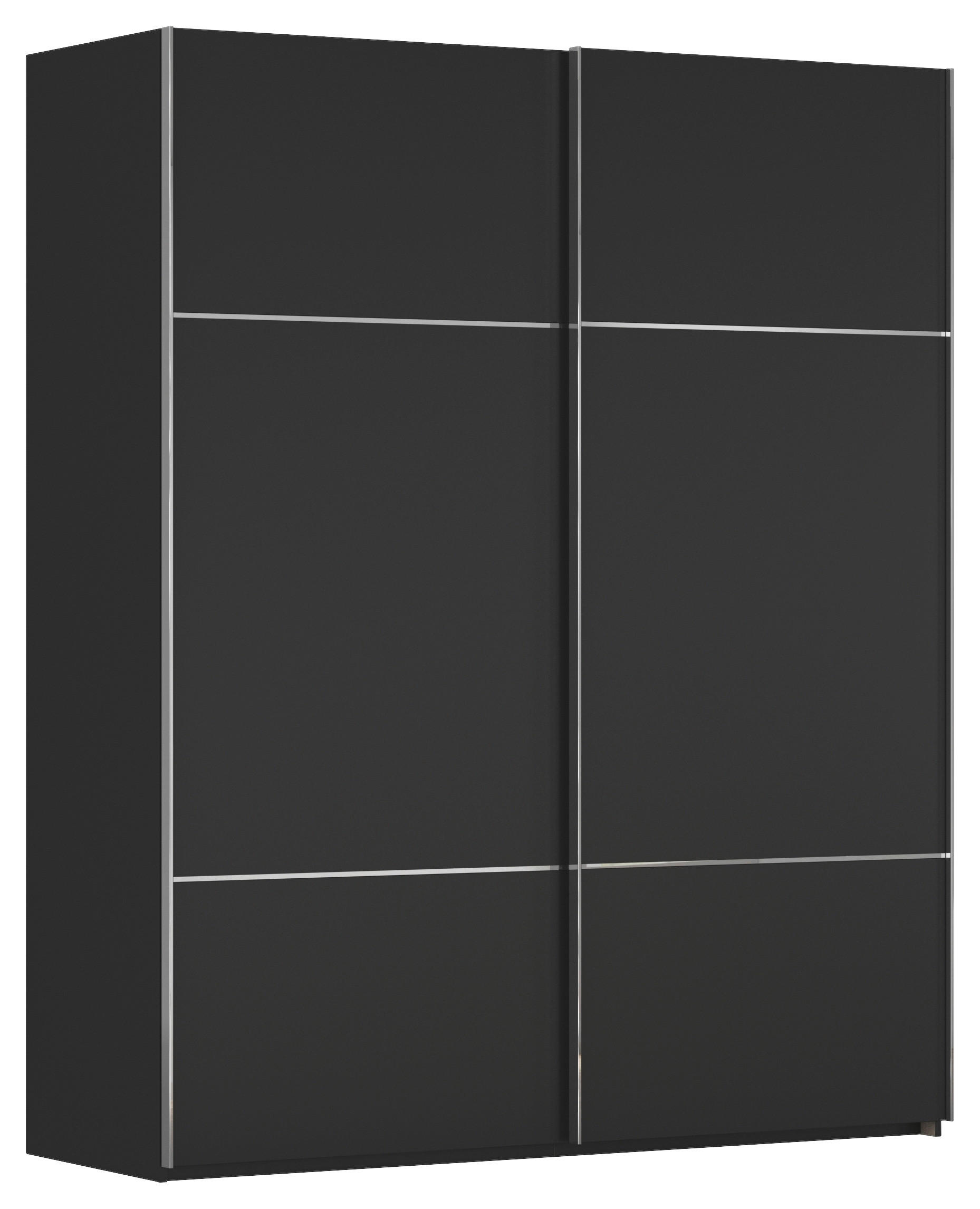 SCHWEBETÜRENSCHRANK 181/223/68 cm 2-türig Schwarz  - Chromfarben/Schwarz, KONVENTIONELL, Holzwerkstoff/Metall (181/223/68cm) - Novel