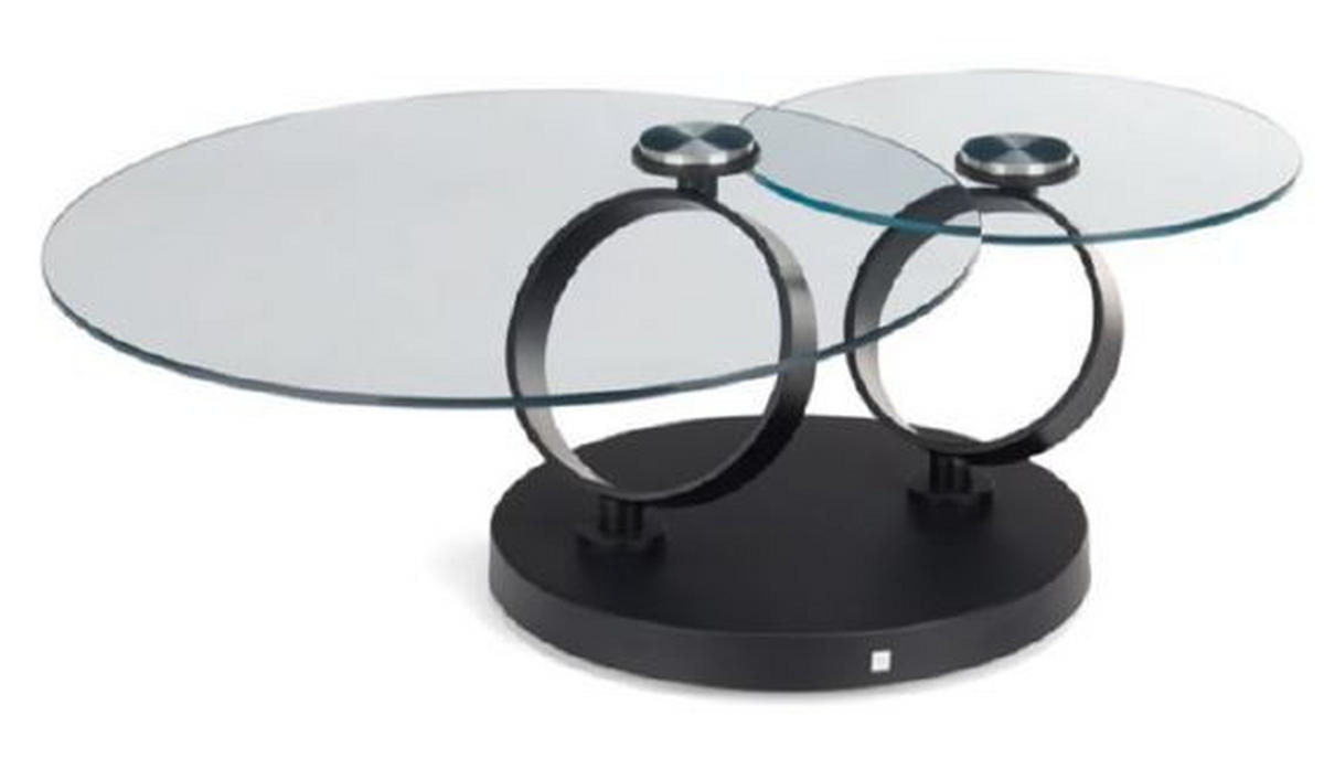 COUCHTISCH FABIA Klarglas 80-135/80/43 cm rund Klar, Schwarz  - Klar/Schwarz, Design, Glas/Metall (80-135/80/43cm) - Musterring