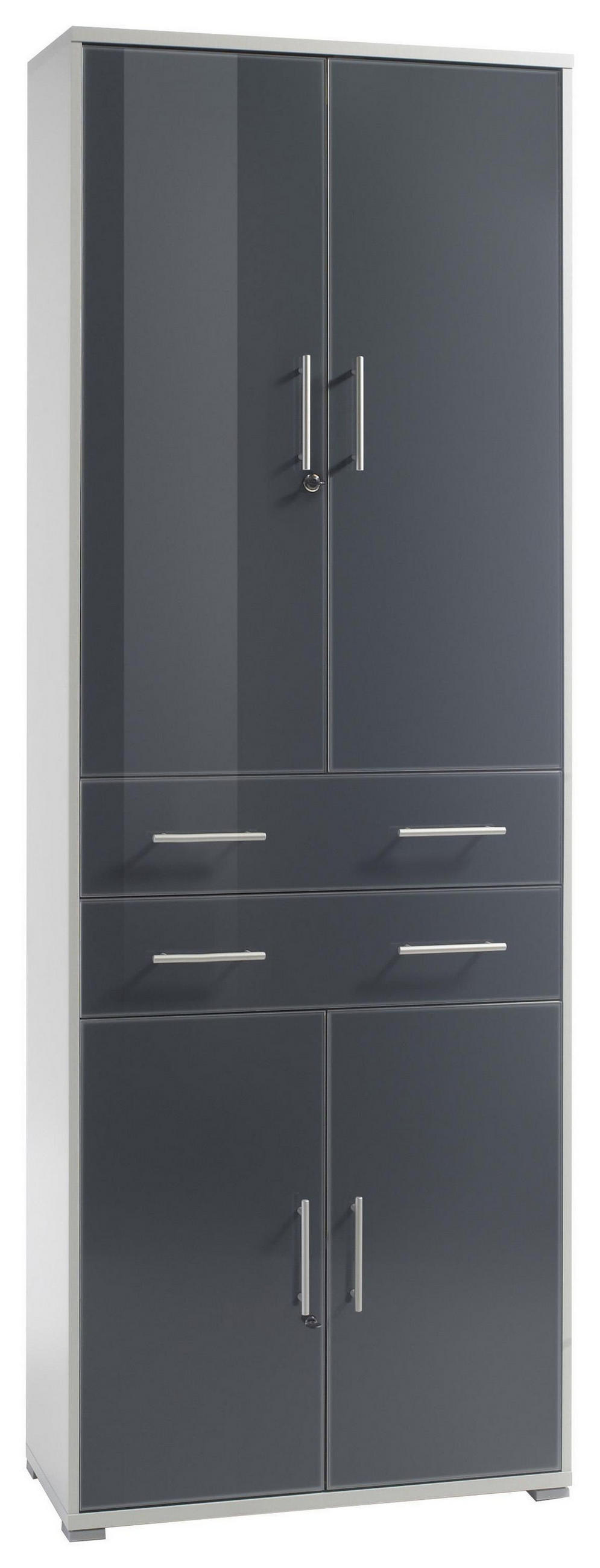 AKTENSCHRANK Graphitfarben, Hellgrau - Hellgrau/Graphitfarben, Design, Glas/Holzwerkstoff (79/220/35cm) - Livetastic