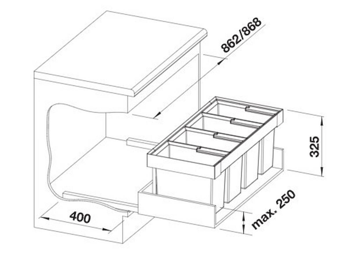 ABFALLSAMMLER 73 L  - Edelstahlfarben/Anthrazit, Kunststoff (85/32,5/40cm) - Blanco