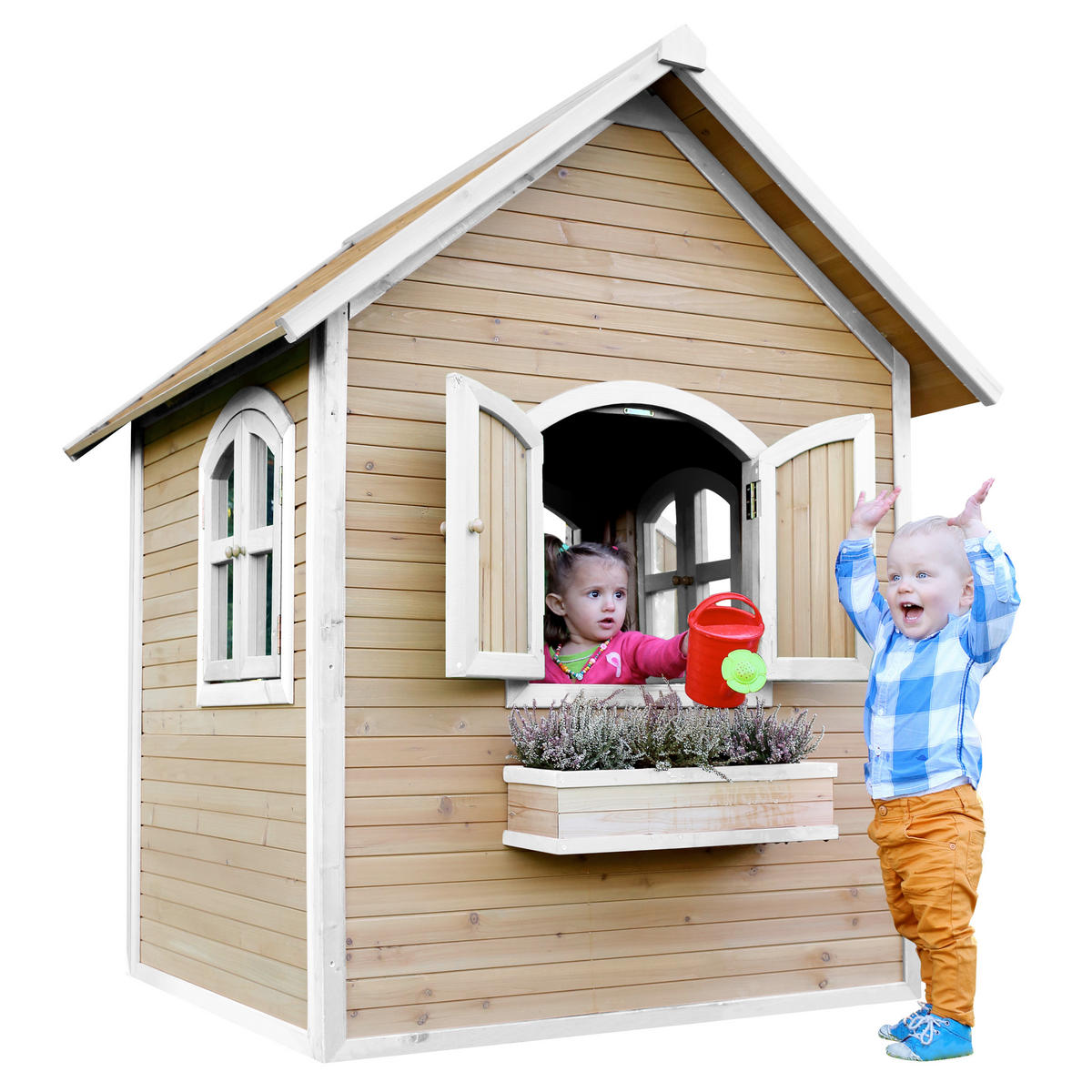 SPIELHAUS 137/175/151 cm SPIELHAUS JULIA  - Braun/Weiß, Basics (137/175/151cm) - Ambia Garden