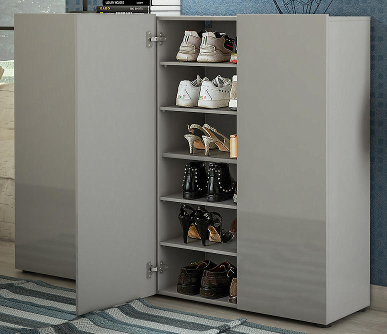 SCHUHSCHRANK Grau  - Schwarz/Grau, Design, Holzwerkstoff/Kunststoff (160/115/34cm) - Xora