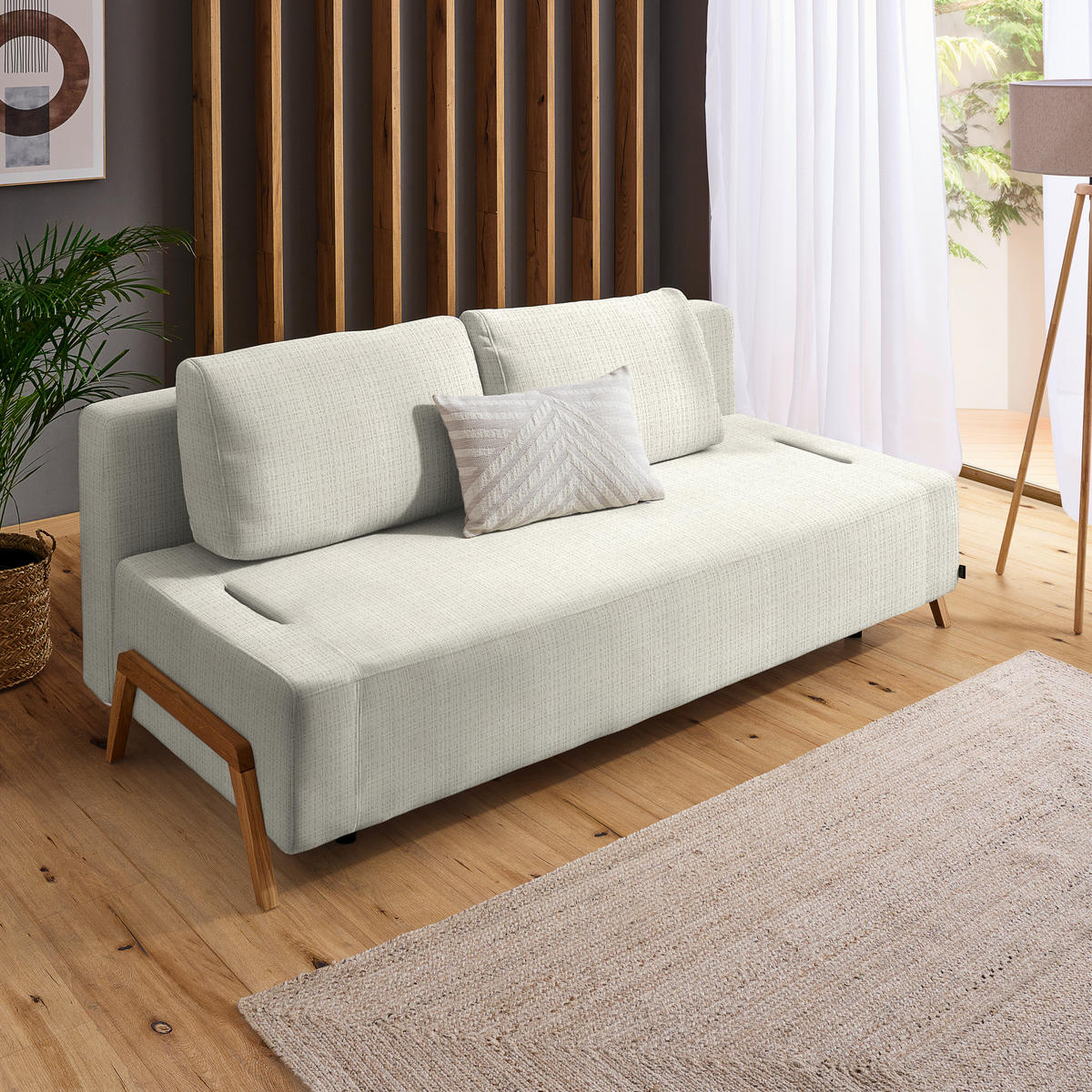 SCHLAFSOFA in Holz, Textil Ecru  - Ecru/Naturfarben, Design, Holz/Textil (211/88/102cm) - Niels Andersson