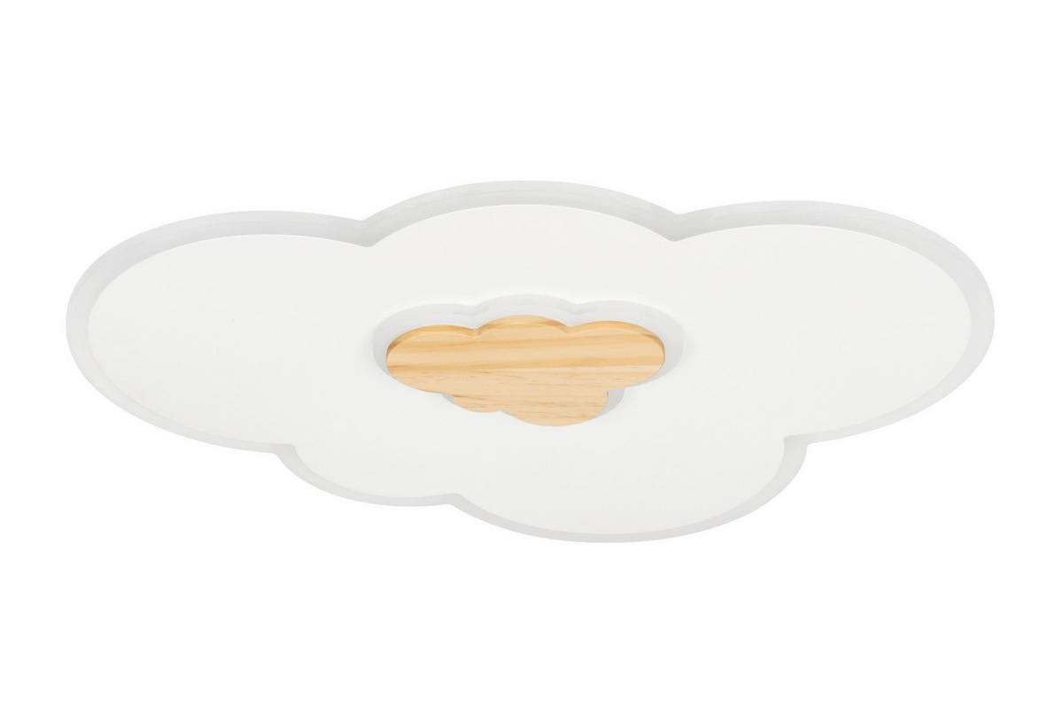 LED-TAKLAMPA Chicago 35 W 60/45/6 cm  - vit/naturfärgad, Lifestyle, metall/trä (60/45/6cm) - Novel