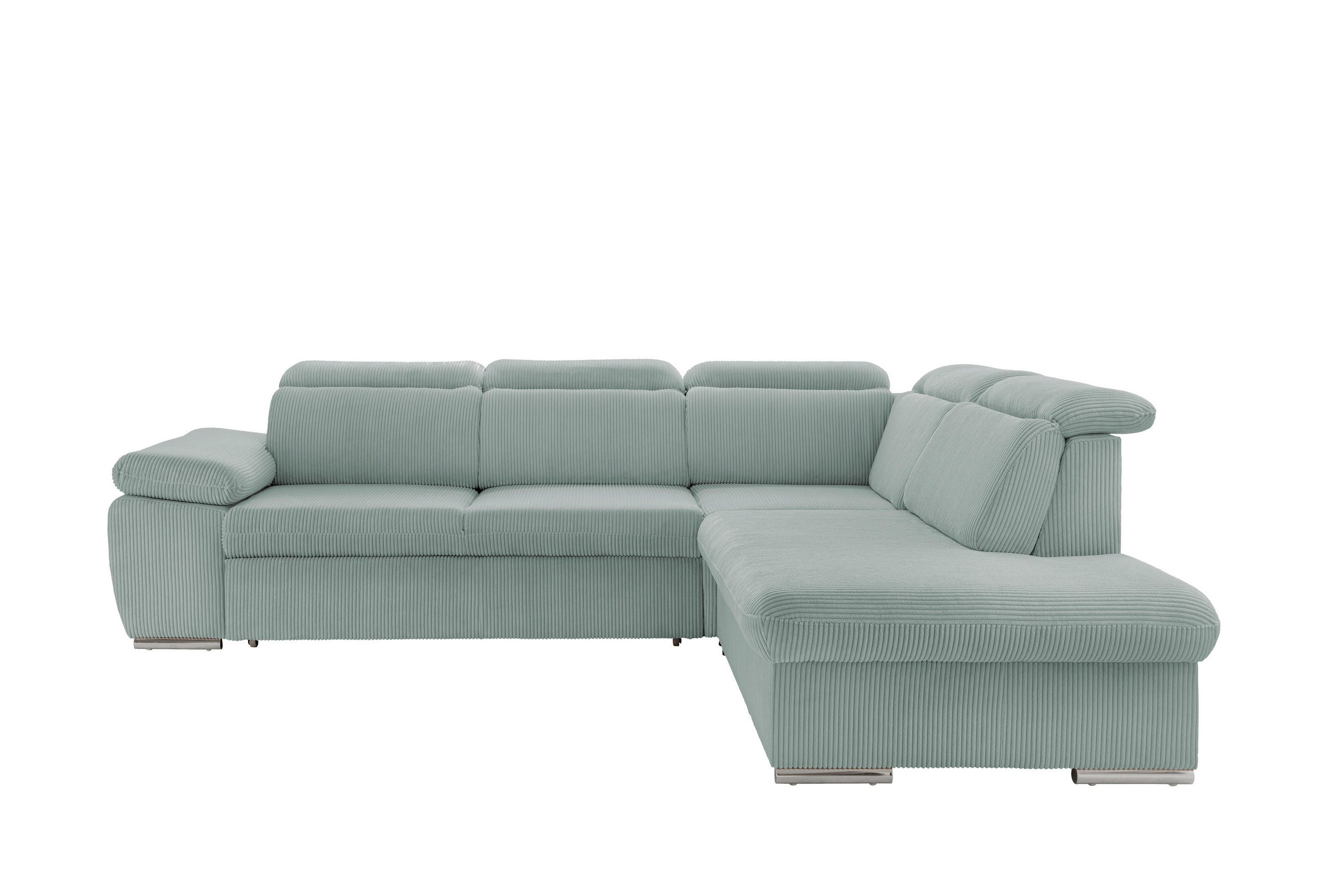 ECKSOFA Hellblau Cord  - Chromfarben/Hellblau, Design, Textil/Metall (283/228cm) - Livetastic