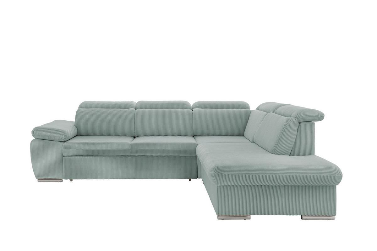 ECKSOFA  in Cord Hellblau  - Chromfarben/Hellblau, Design, Textil/Metall (283/228cm) - Livetastic