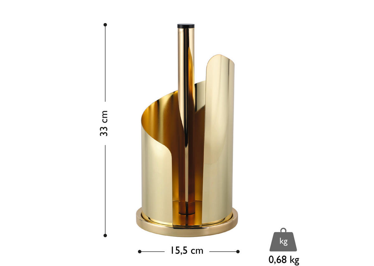 KÜCHENROLLENHALTER - Goldfarben, Basics, Metall (15,5/33cm) - Echtwerk
