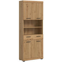 HOCHSCHRANK 74/191/31 cm  - Schwarz/Eiche Artisan, Trend, Holzwerkstoff/Kunststoff (74/191/31cm) - MID.YOU