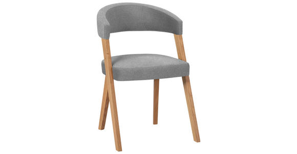 STUHL in Holz, Textil Hellgrau, Wildeiche  - Wildeiche/Eichefarben, MODERN, Holz/Textil (56/81/66cm) - Venda