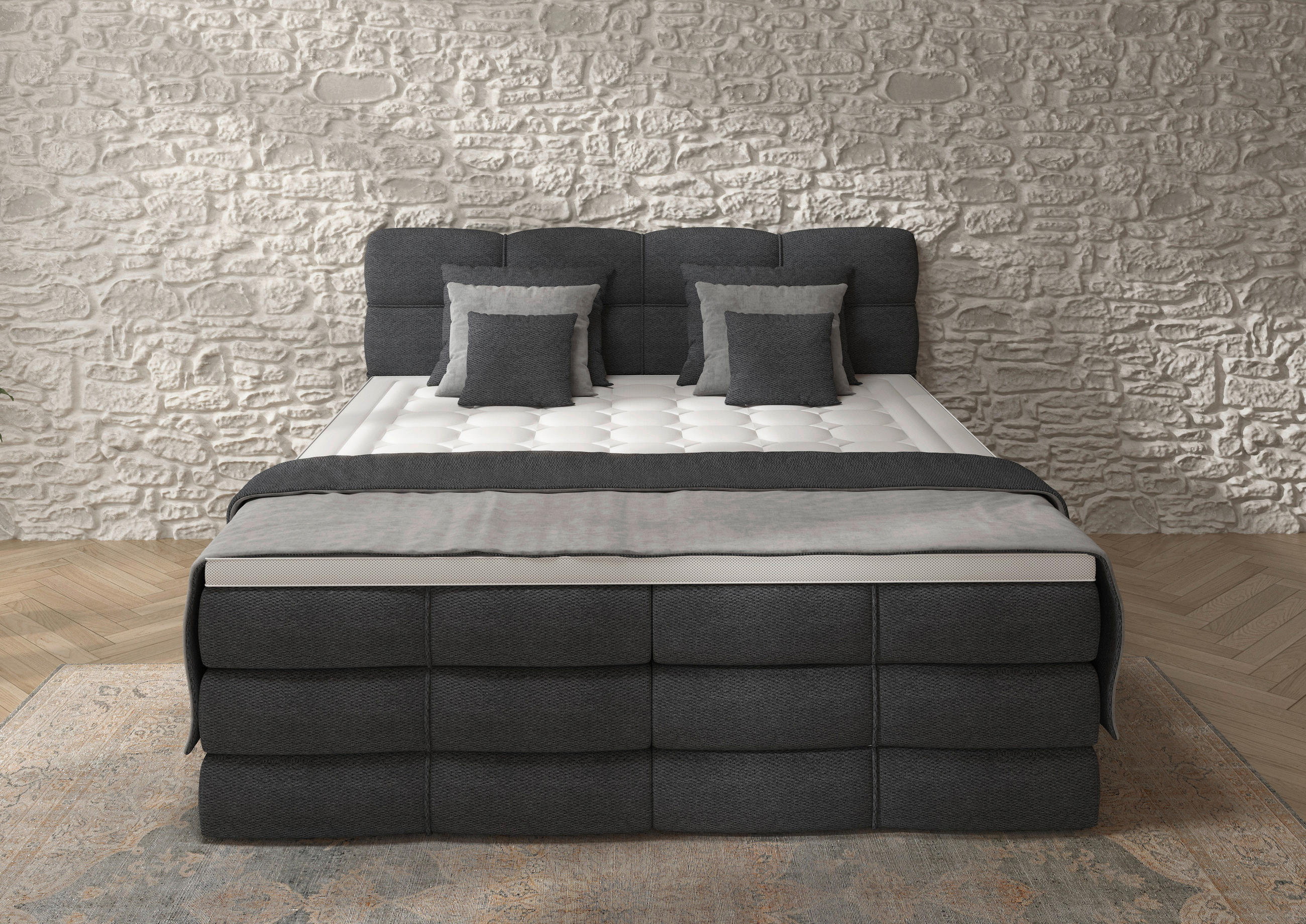 Chameo Boxspringbett Dunkelgrau 160x200 cm