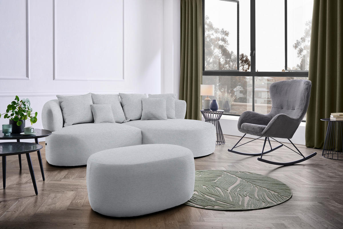 HOCKER in Textil Hellgrau  - Hellgrau/Schwarz, MODERN, Kunststoff/Textil (88/43/66cm) - Hom`in