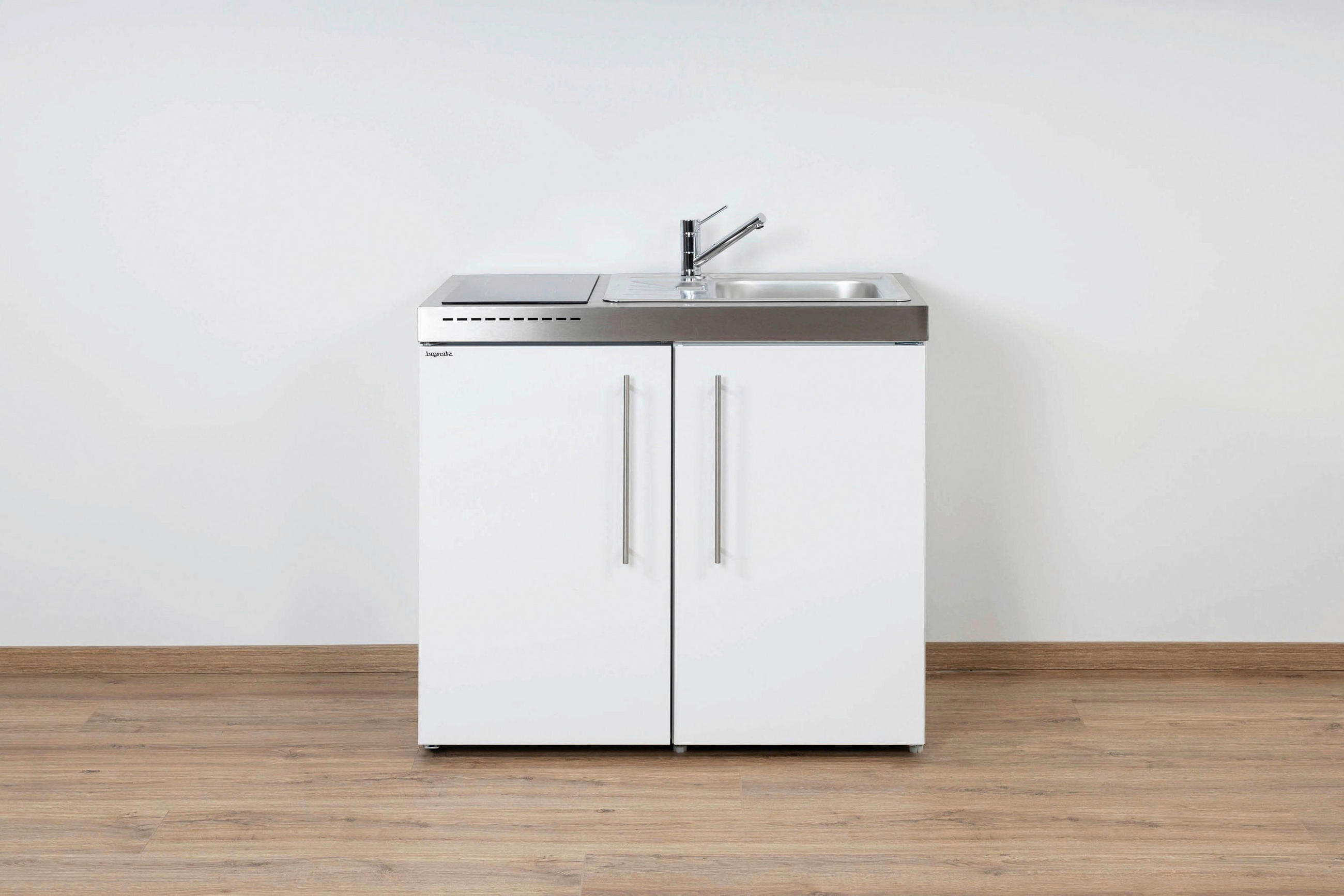 MINIKÜCHE  100/89/60 cm  in Weiß  - Edelstahlfarben/Weiß, Basics, Metall (100/89/60cm)