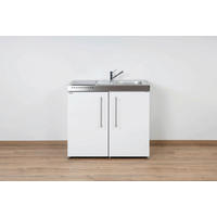 MINIKÜCHE  100/89/60 cm  in Weiß  - Edelstahlfarben/Weiß, Basics, Metall (100/89/60cm)