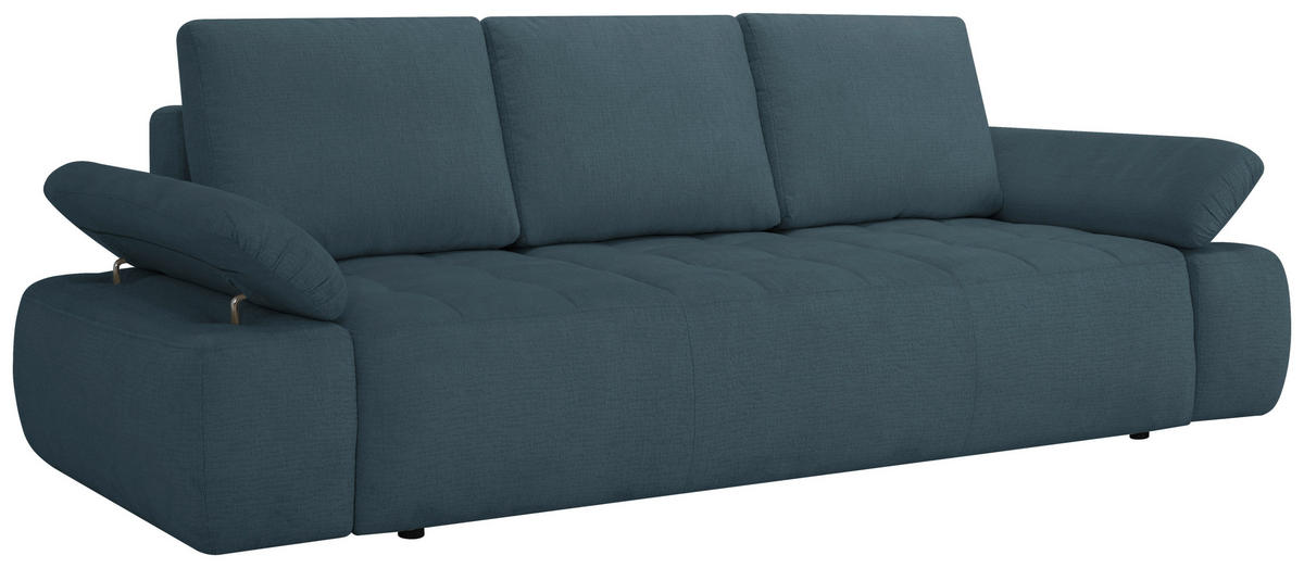 SCHLAFSOFA  mit Bettkasten erhältlich, Bettfunktion erhältlich Chenille, Jacquard Blau  - Blau/Schwarz, Design, Kunststoff/Textil (255/89/109cm) - MID.YOU