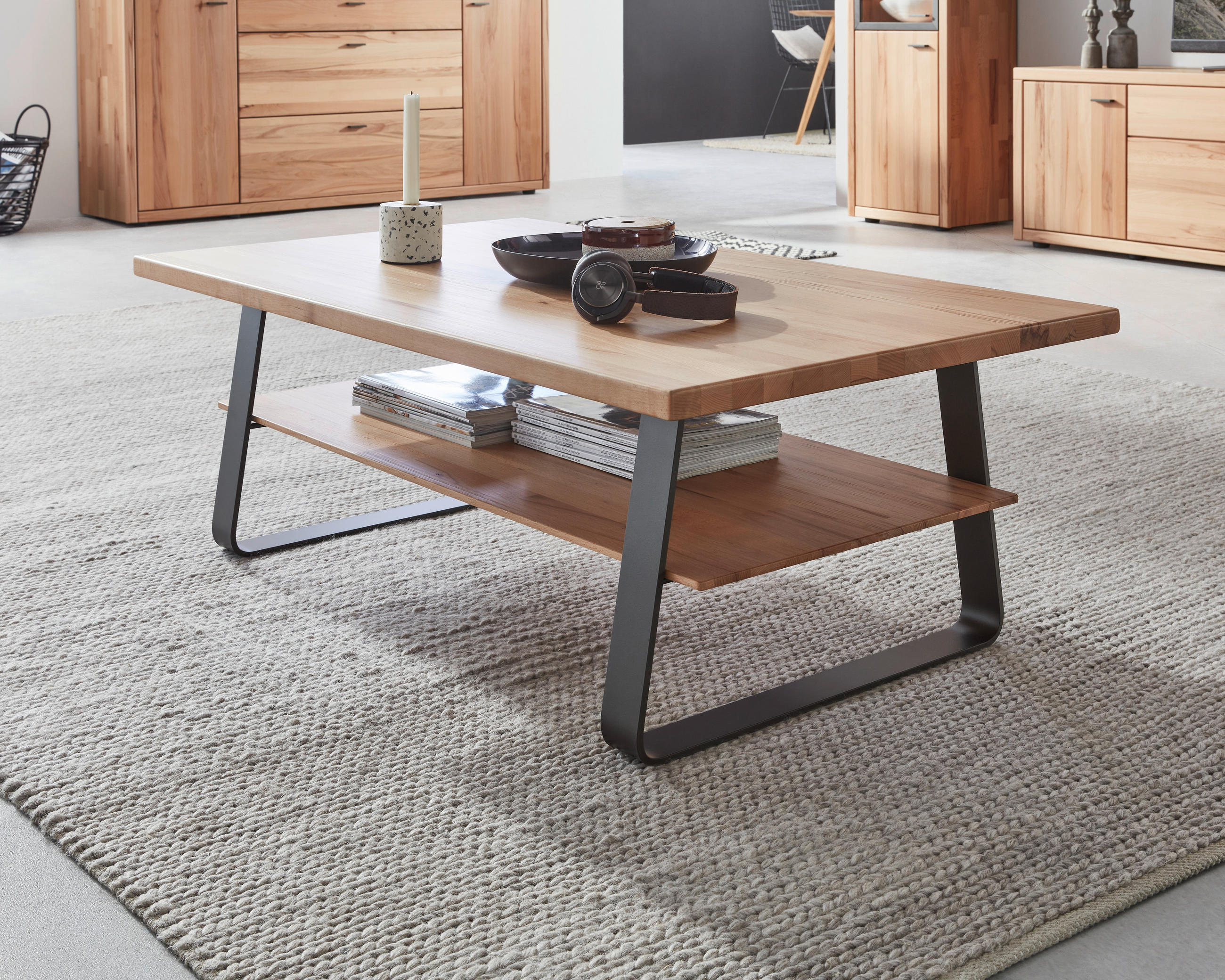 COUCHTISCH in Holz, Metall 120/70/42,6 cm  - Schwarz/Kernbuche, Natur, Holz/Metall (120/70/42,6cm) - Valnatura