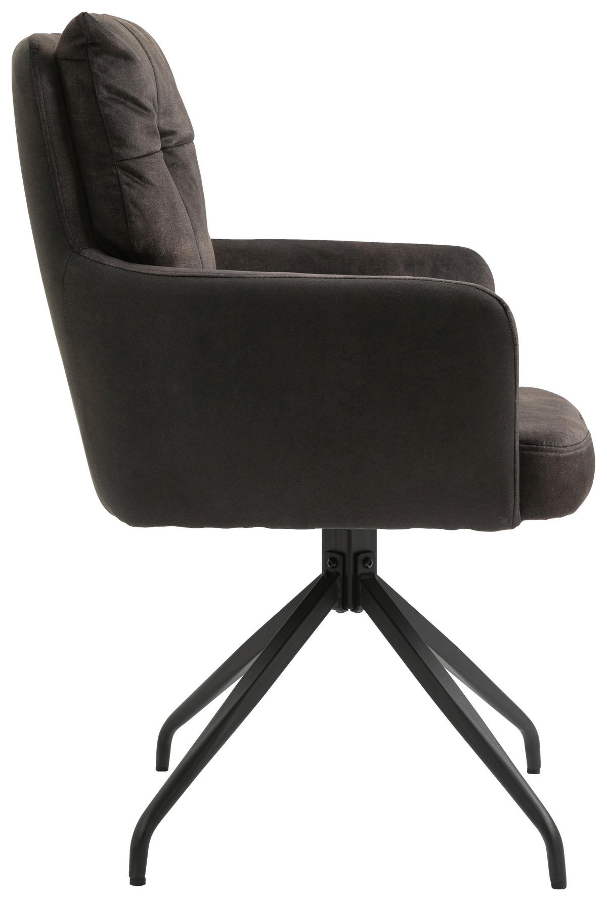 ARMLEHNSTUHL  in gesteppt  - Dunkelbraun/Schwarz, Design, Textil/Metall (60/92/67cm) - Livetastic