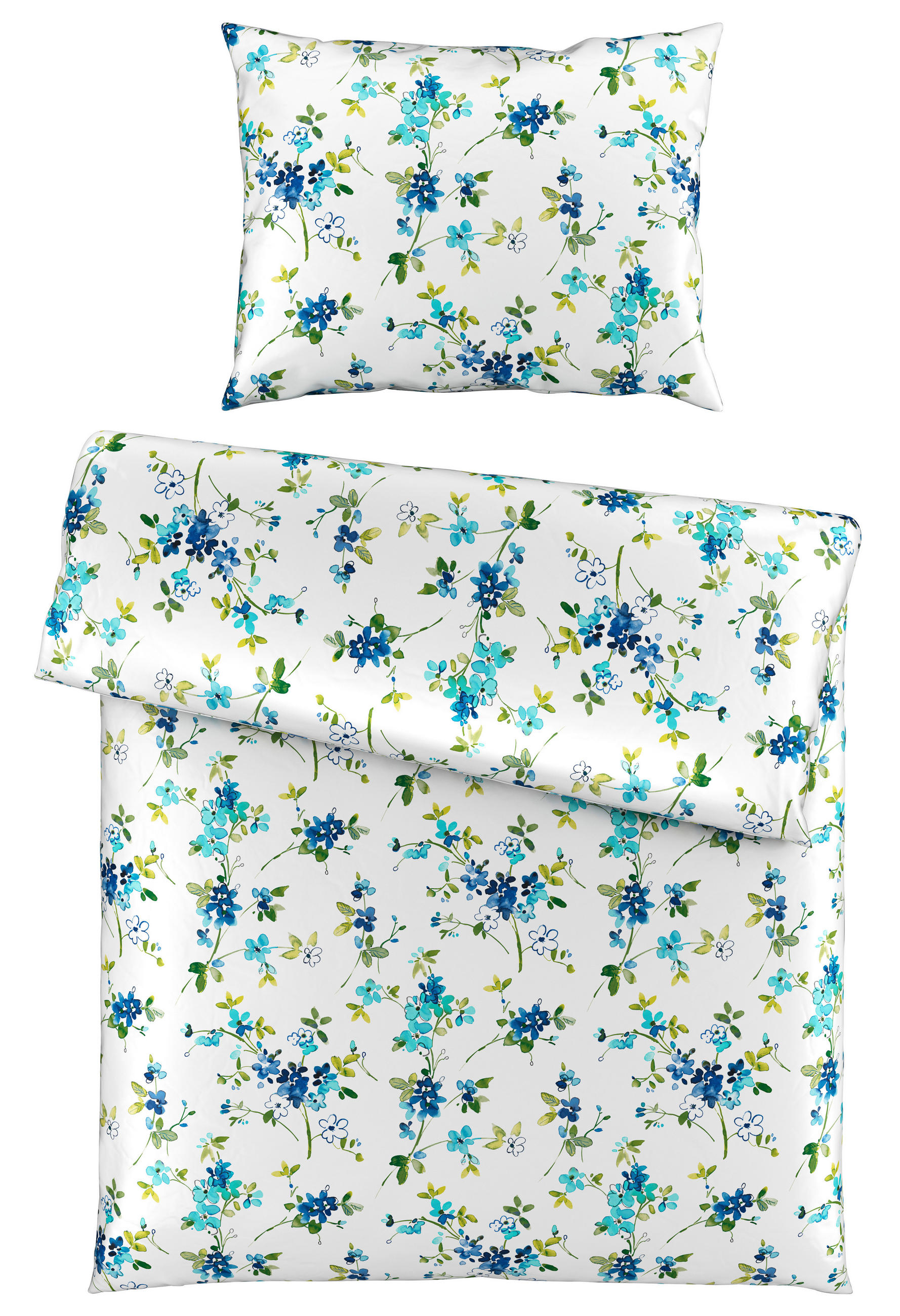 POSTEĽNÁ BIELIZEŇ, satén, modrá, 140/200 cm - modrá, Konventionell, textil (140/200cm) - Esposa