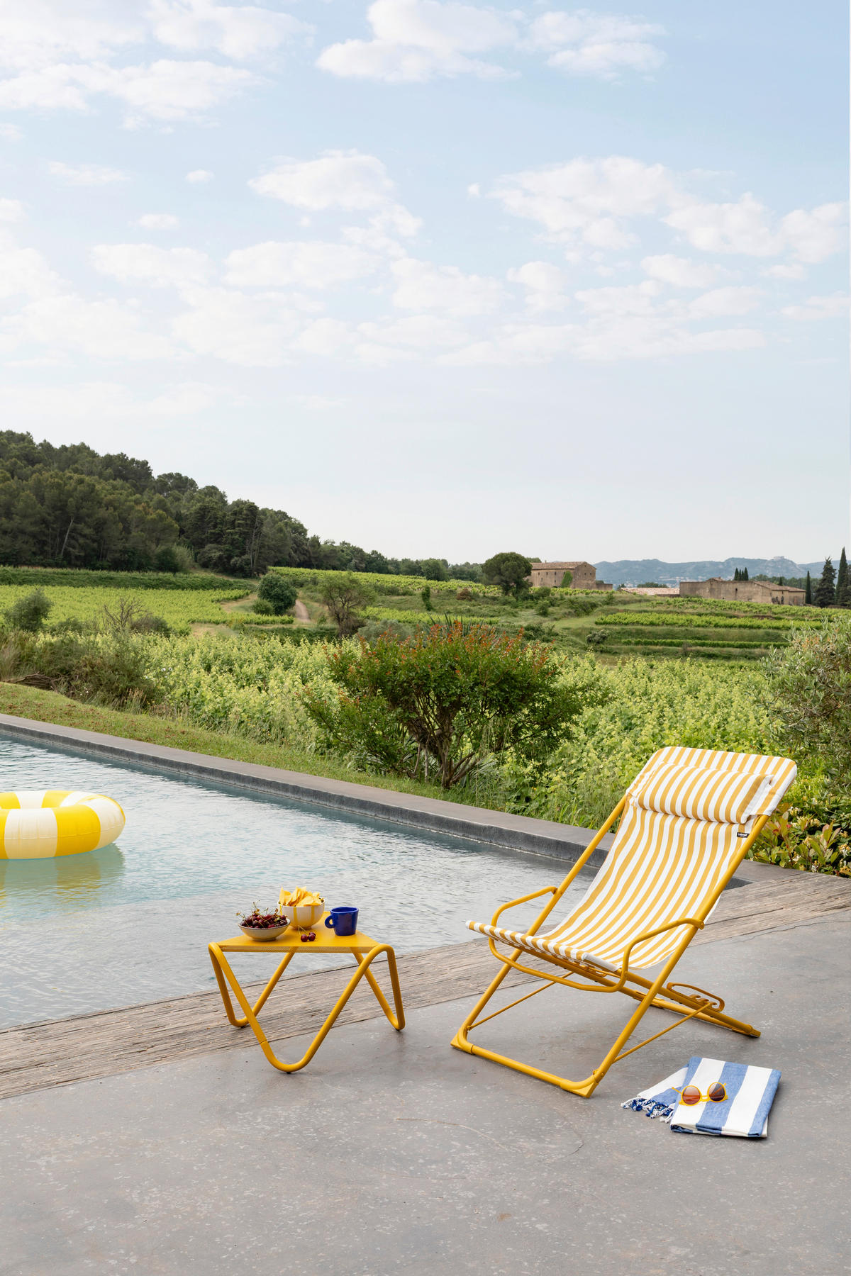 STRANDSTUHL Stahl Gelb, Weiß  - Gelb/Weiß, Basics, Kunststoff/Metall (60/91/83cm) - Lafuma Mobilier