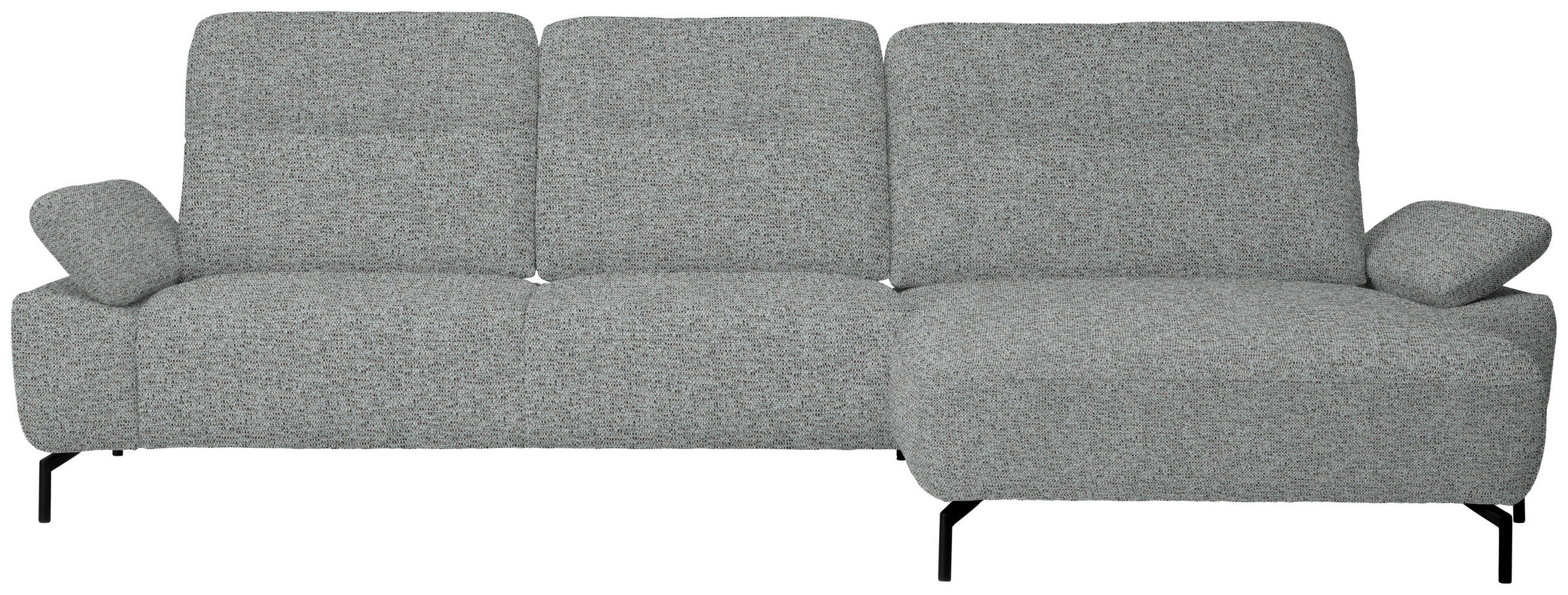 ECKSOFA in Chenille, Flachgewebe Pastellblau  - Pastellblau/Schwarz, Design, Textil/Metall (318/165cm) - Xora