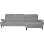 ECKSOFA in Chenille, Flachgewebe Pastellblau  - Pastellblau/Schwarz, Design, Textil/Metall (318/165cm) - Xora