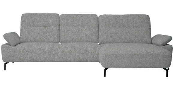 ECKSOFA in Chenille, Flachgewebe Pastellblau  - Pastellblau/Schwarz, Design, Textil/Metall (318/165cm) - Xora