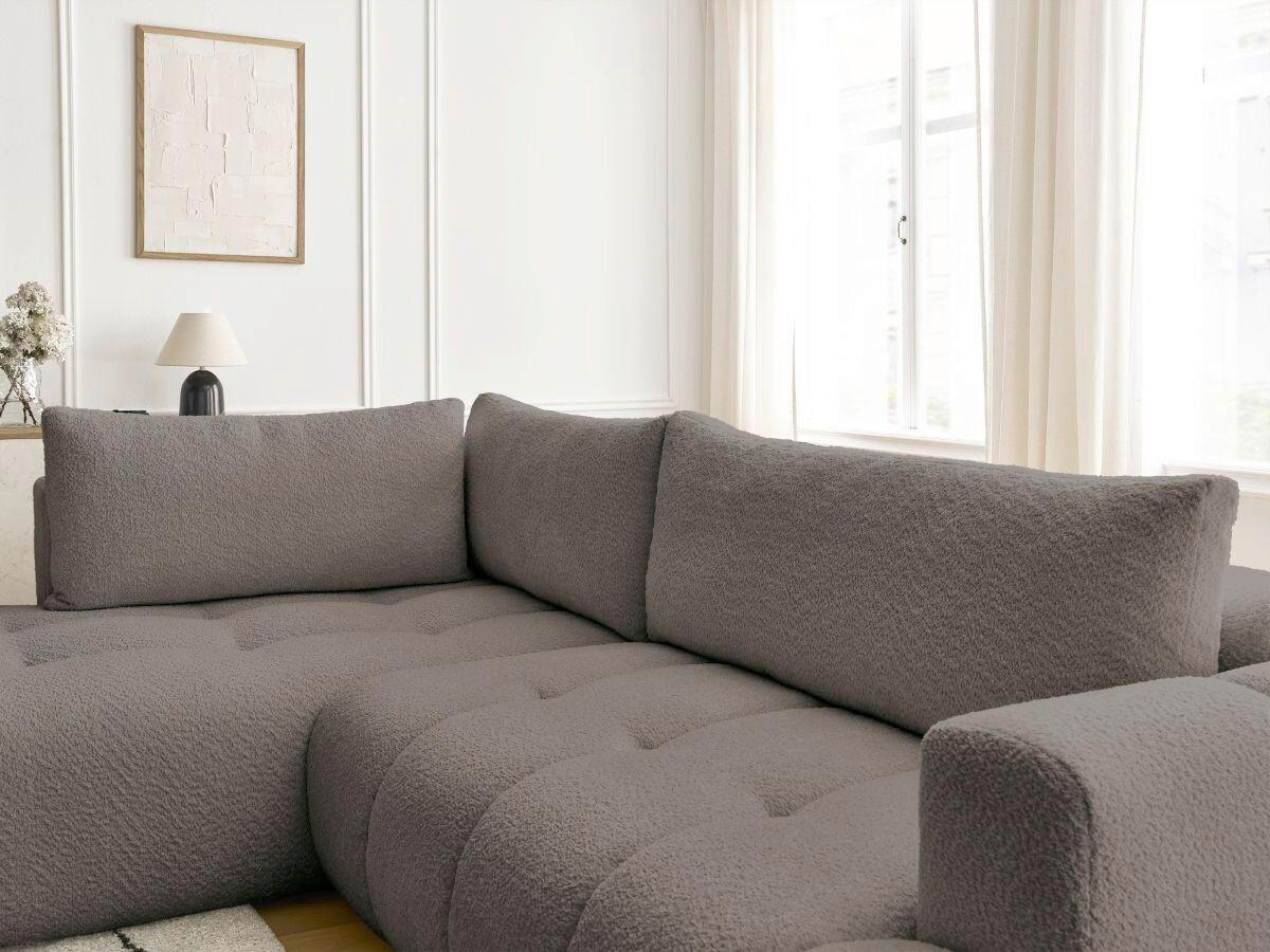 ECKSCHLAFSOFA EVEREST Bouclé Taupe  inkl. Rückenkissen, Schlaffunktion  - Taupe/Schwarz, MODERN, Kunststoff/Textil (204/282cm)