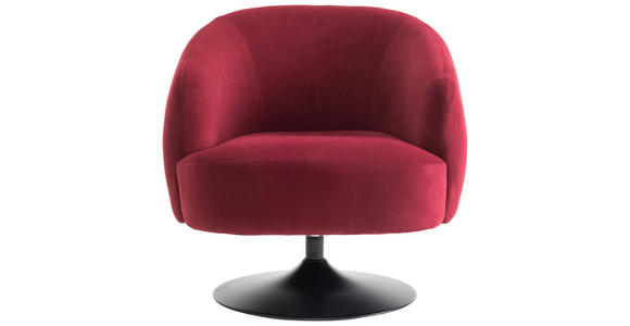 SESSEL Samt Dunkelrot - Schwarz/Dunkelrot, Design, Textil/Metall (79/65/83cm) - Carryhome