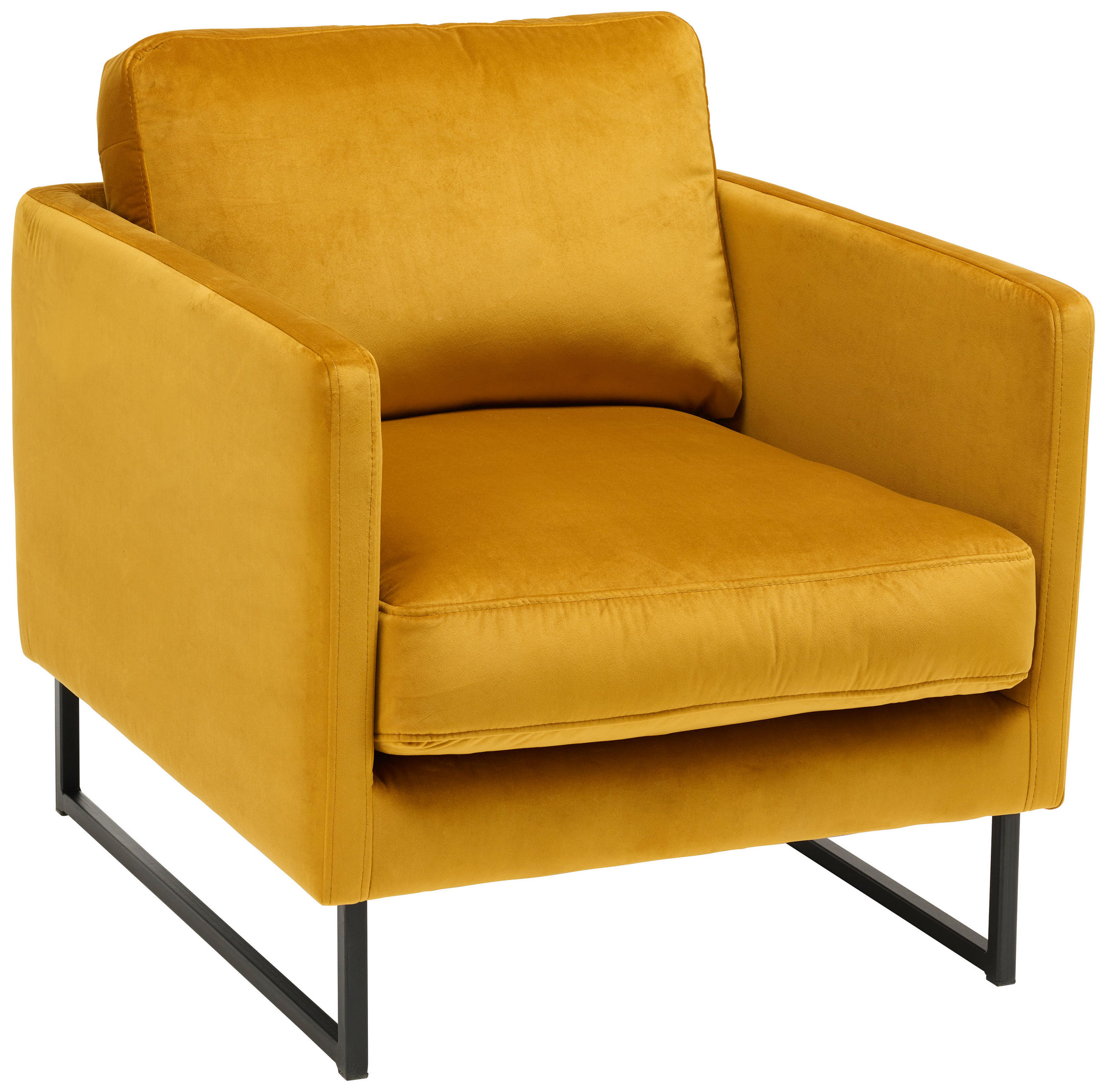 SESSEL in Samt Gelb - Gelb/Schwarz, Design, Textil/Metall (72/78/84cm) - Carryhome