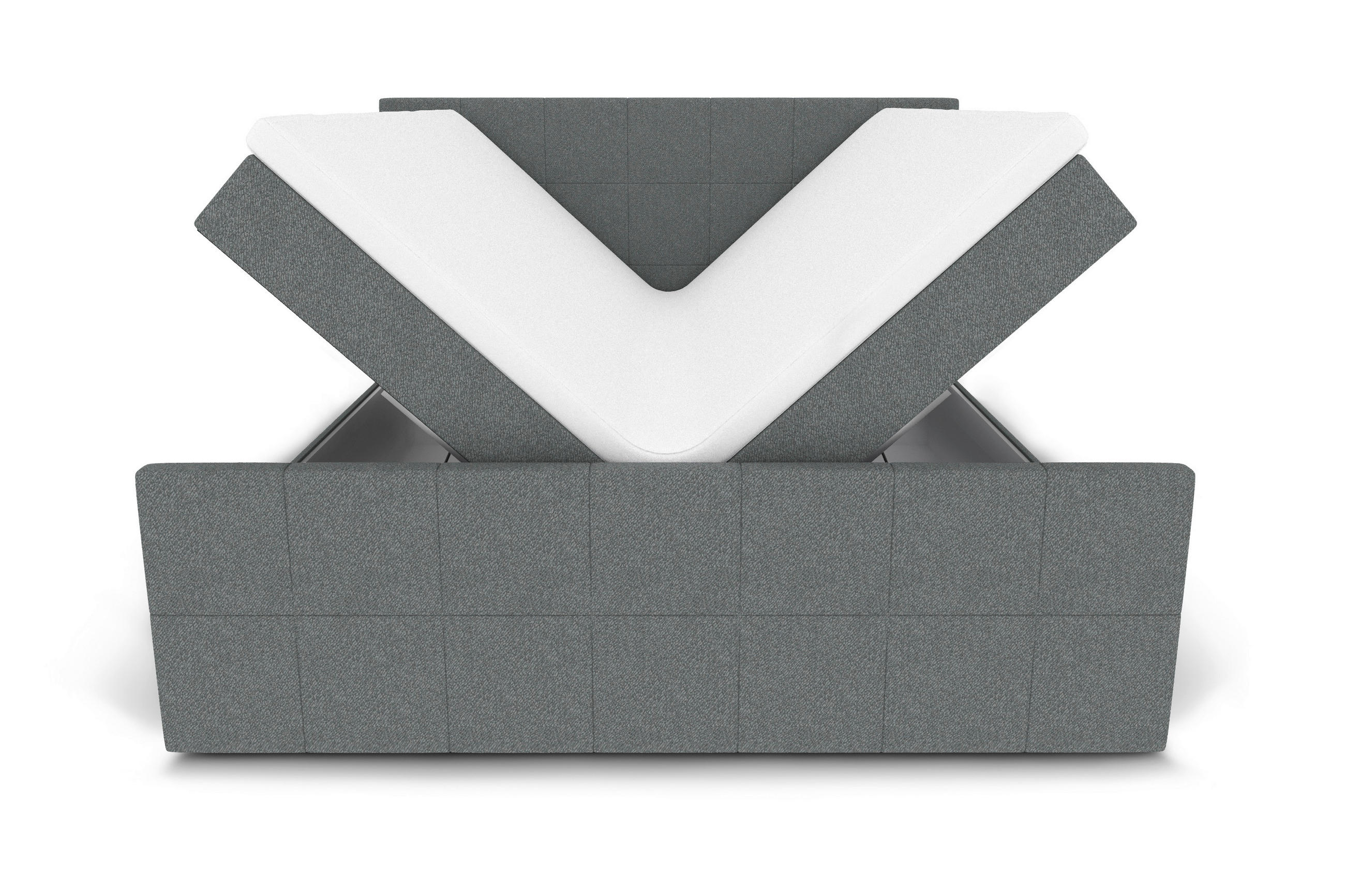 Thumbnail - Boxxx Boxbett, Grau, Textil, H3, Höhe ca. 17 cm, 160x200 cm, Topper durchgehend, Matratze geteilt, Schlafzimmer, Betten,...